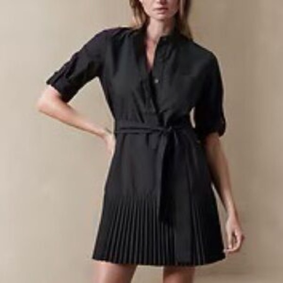 BANANA REPUBLIC BLACK DRESS WAIST TIE & PLEATED BOTTOM CUFF SLEEVE  SIZE XS NWT - Picture 4 of 6